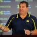 Michigan head coach Brady Hoke takes questions from the press during media day in the Junge Family Champions Center on Sunday, August 11, 2013. Melanie Maxwell | AnnArbor.com